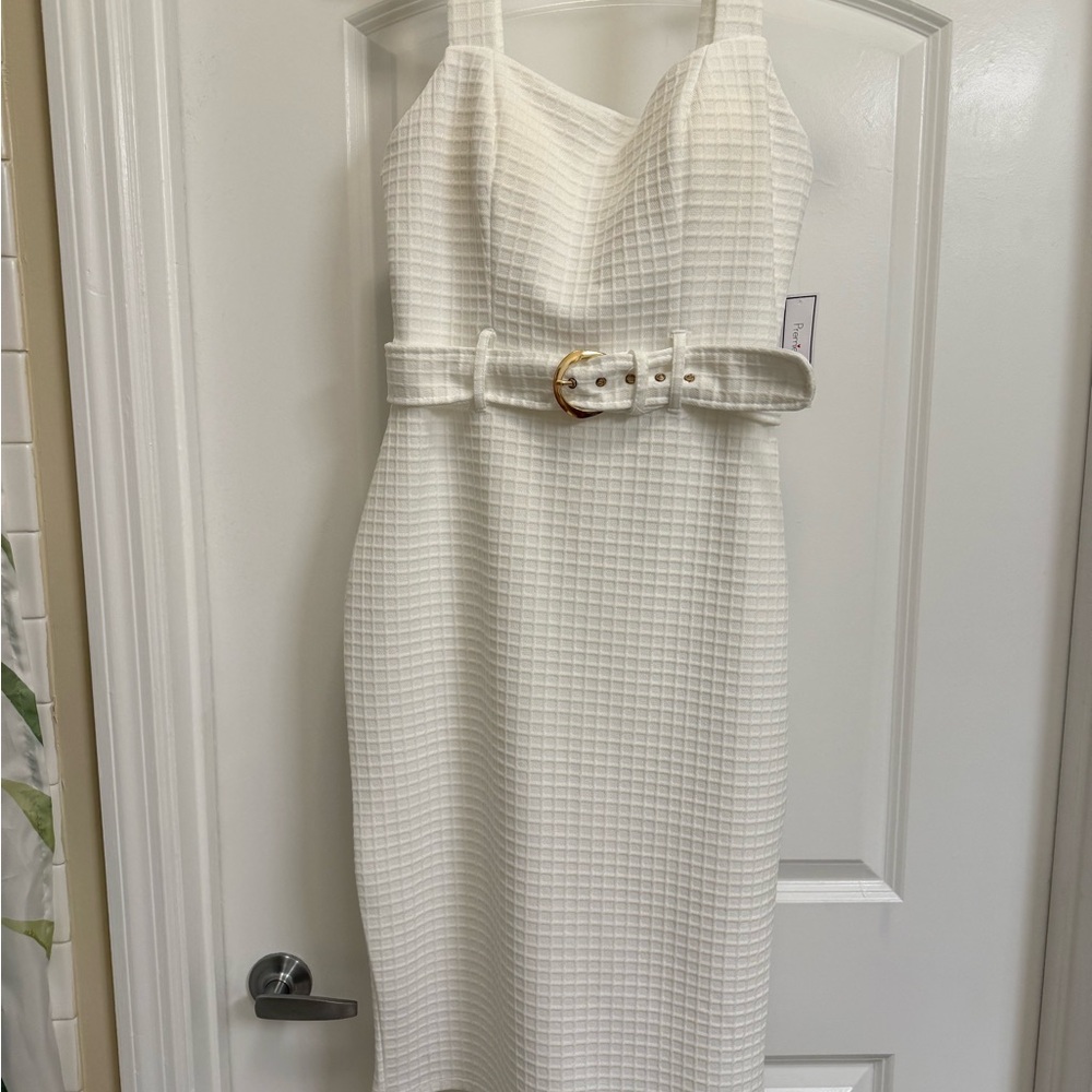 Macy's White Sheath Midi Dress Spaghetti Strap